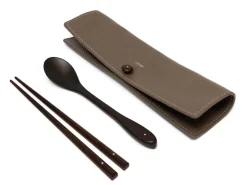 ORYOKI Essstäbchen|Oryoki*Besteck Set mit Essstäbchen, Löffel und Leder-Tasche