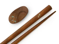 ORYOKI Essstäbchen*Essstäbchen Set mit Ablage Tonbo, Granadillo