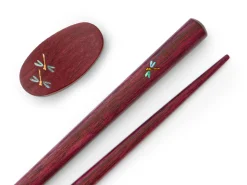ORYOKI Essstäbchen*Essstäbchen Set mit Ablage Tonbo, Purple Heart