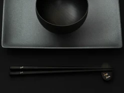 ORYOKI Essstäbchen*Essstäbchen Set mit Ablage Tonbo, Ebenholz