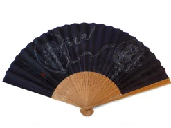 ORYOKI Handfächer*Handfächer Fujin Raijin, Donner-Gott, blau