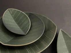 ORYOKI Sushi Teller|Japanisches Porzellan*HAZARA Leaf Banryoku, Keramik-Schale, grün