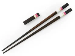 ORYOKI Essstäbchen*Japanische Essstäbchen Midnight Paris, Ebenholz, mit Ablage
