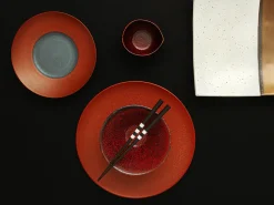ORYOKI Japanisches Porzellan*Japanischer Teller Homura, rot, 3 Größen