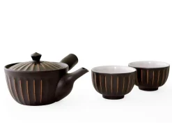 ORYOKI Japanische Teekannen|Teegeschirr*Japanisches Teeservice Kiku Kokudei, 3-teilig, Banko Yaki