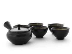 ORYOKI Japanische Teekannen|Teegeschirr*Japanisches Teeservice Kuro Hiramaru, 6-teilig