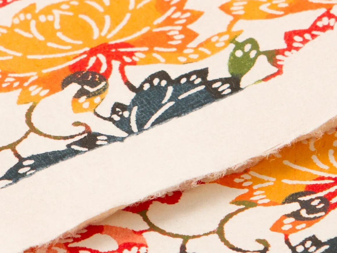 ORYOKI Japanpapier*Japanpapier Katazome, Weinlaub farbig