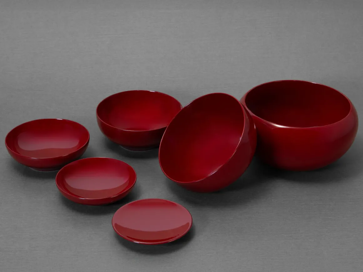 ORYOKI Holzschalen|Oryoki*Schalenset rot, 6-teilig