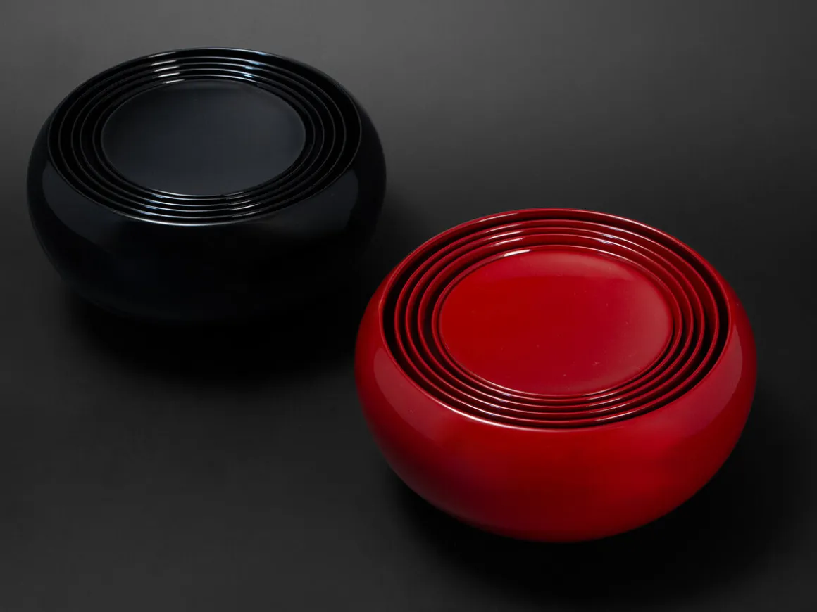ORYOKI Holzschalen|Oryoki*Schalenset rot, 6-teilig
