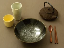 ORYOKI Ramen-Schüsseln Und Schalen|Japanisches Porzellan*Ramen Schüssel Tsuya, grün, 24,5 cm