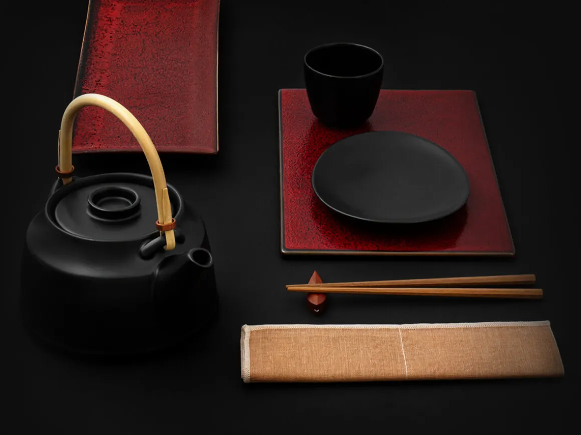 ORYOKI Sushi Teller|Japanisches Porzellan*Servierplatte Shuin, rot, 2 Größen
