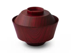 ORYOKI Holzschalen|Lacquerware*Suppenschale mit Deckel Hashi han, Urushi rot