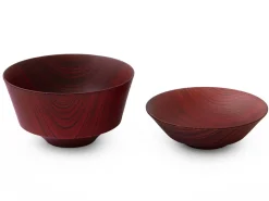 ORYOKI Holzschalen|Lacquerware*Suppenschale mit Deckel Hashi han, Urushi rot