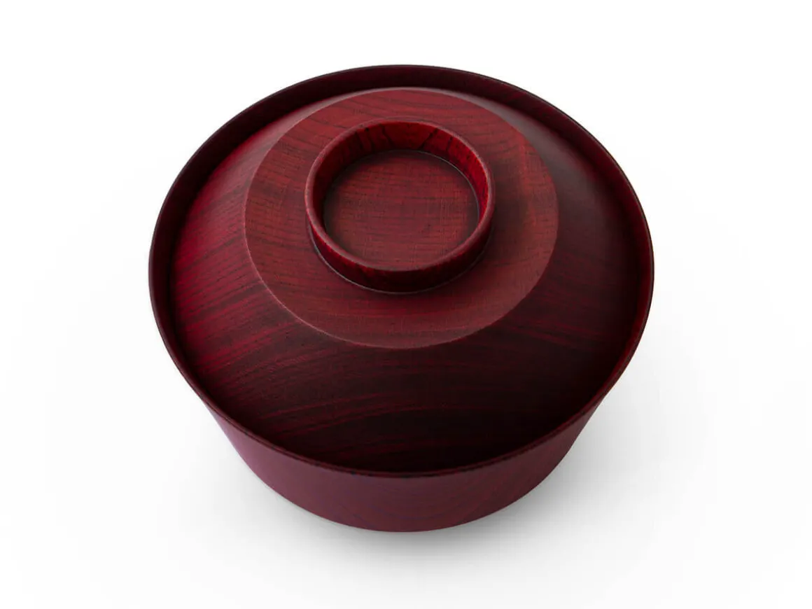ORYOKI Holzschalen|Lacquerware*Suppenschale mit Deckel Hashi han, Urushi rot