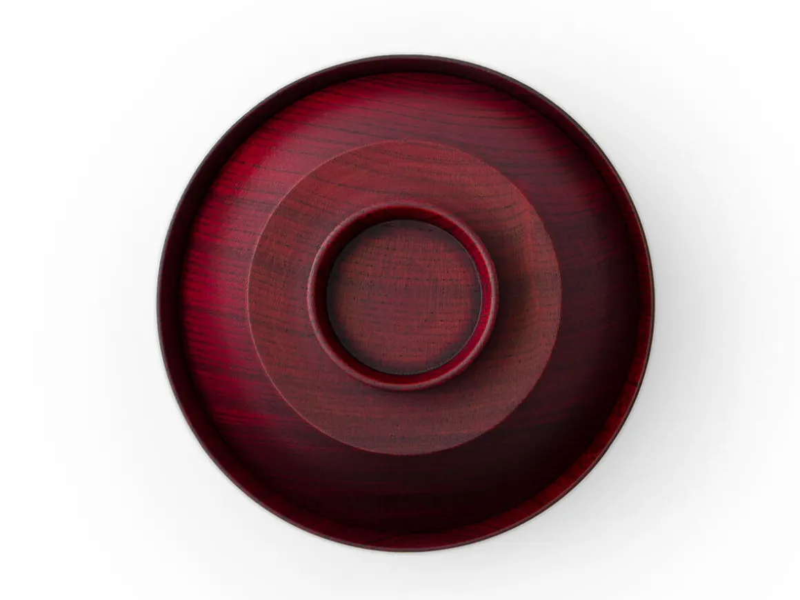 ORYOKI Holzschalen|Lacquerware*Suppenschale mit Deckel Hashi han, Urushi rot