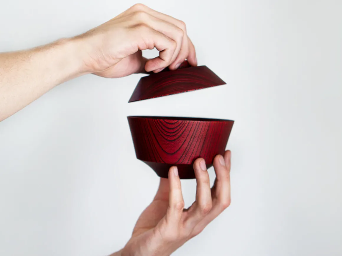 ORYOKI Holzschalen|Lacquerware*Suppenschale mit Deckel Hashi han, Urushi rot