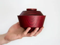 ORYOKI Holzschalen|Lacquerware*Suppenschale mit Deckel Hashi han, Urushi rot