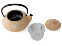 ORYOKI Japanische Teekannen|Teekanne Gusseisen*Teekanne Gusseisen CHOCHO, Beige, 0,6 l