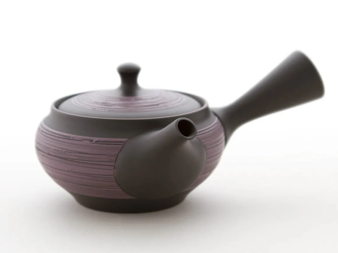 ORYOKI Japanische Teekannen|Teegeschirr*Teeservice Kurohira Murasakisujime, 6-teilig
