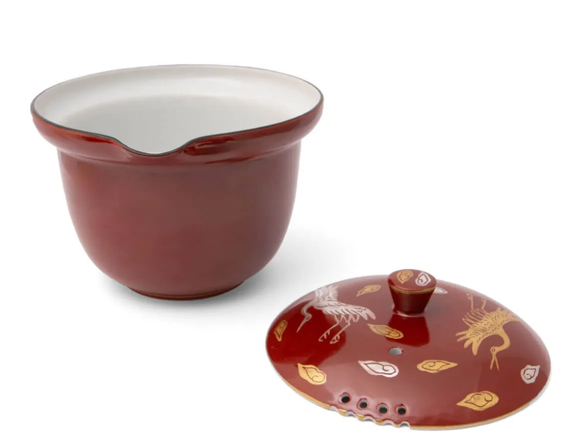 ORYOKI Japanische Teekannen|Teegeschirr*Teeservice Shiboridashi Akaji Kingin Tsuru
