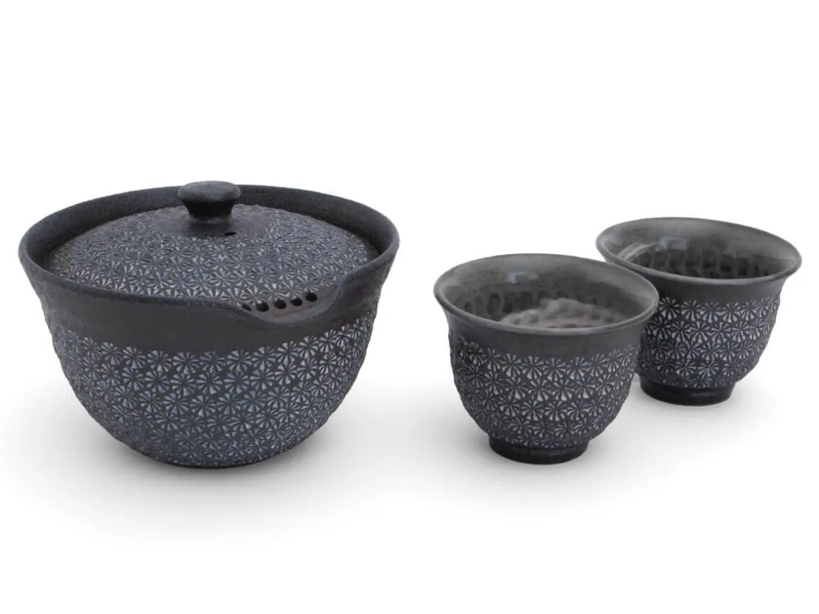 ORYOKI Japanische Teekannen|Teegeschirr*Teeservice Shiboridashi Nanban Mishimazume, 3-teilig