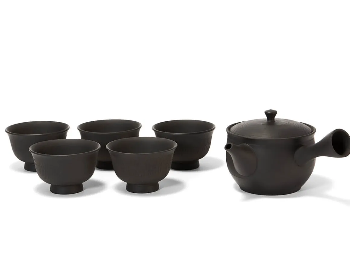 ORYOKI Japanische Teekannen|Teegeschirr*Teeservice 6-teilig, Kyusu Tokoname Sendan Sen Maru