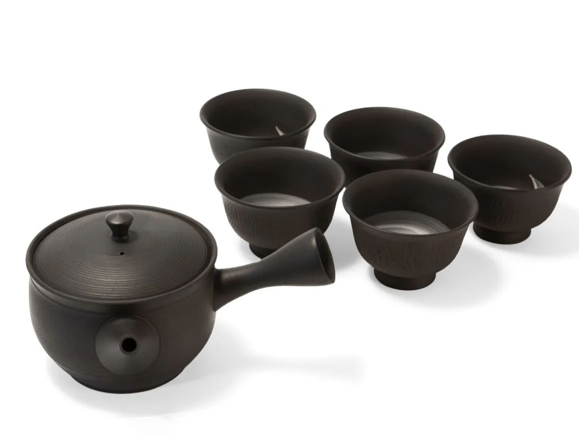 ORYOKI Japanische Teekannen|Teegeschirr*Teeservice 6-teilig, Kyusu Tokoname Sendan Sen Maru