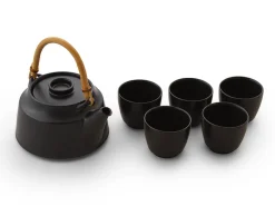 ORYOKI Japanische Teekannen|Teegeschirr*Teeservice T.Kato, schwarz, 6-teilig