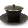 ORYOKI Teeschalen Und Becher*Teetasse Kuro Tsuya mit Untertasse und Deckel