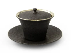 ORYOKI Teeschalen Und Becher*Teetasse Kuro Tsuya mit Untertasse und Deckel