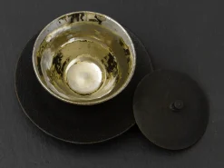 ORYOKI Teeschalen Und Becher*Teetasse Kuro Tsuya mit Untertasse und Deckel
