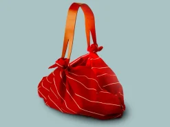 ORYOKI Furoshiki*Umhängetasche Furoshiki Sutoraipu, rot, 70 cm