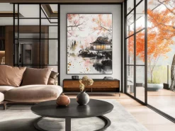 ORYOKI Wandbilder*Wandbild Japanischer Garten Sakura #2, farbig 3:4