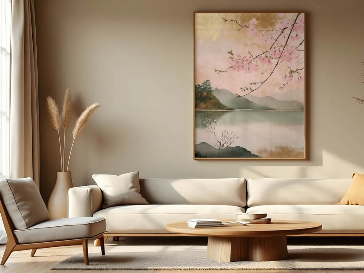 ORYOKI Wandbilder*Wandbild Japanischer Garten Sakura #3, farbig 3:4